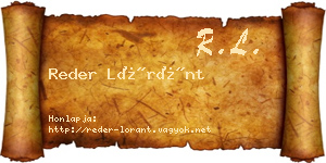 Reder Lóránt névjegykártya